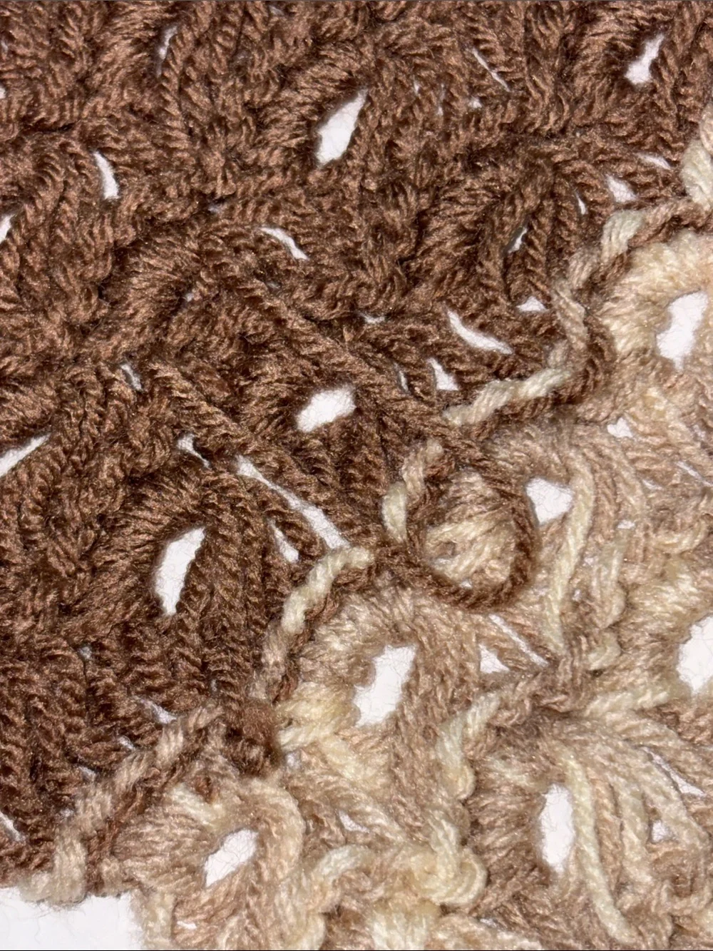Handmade Striped Crochet Throw Blanket 31”X 58” Brown and Tan/Beige